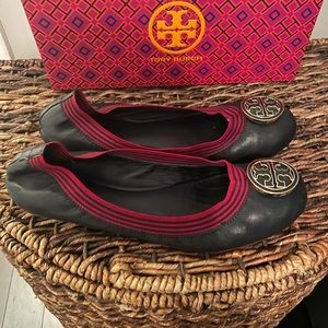 Navy Blue Tory Burch Caroline Ballet Flats